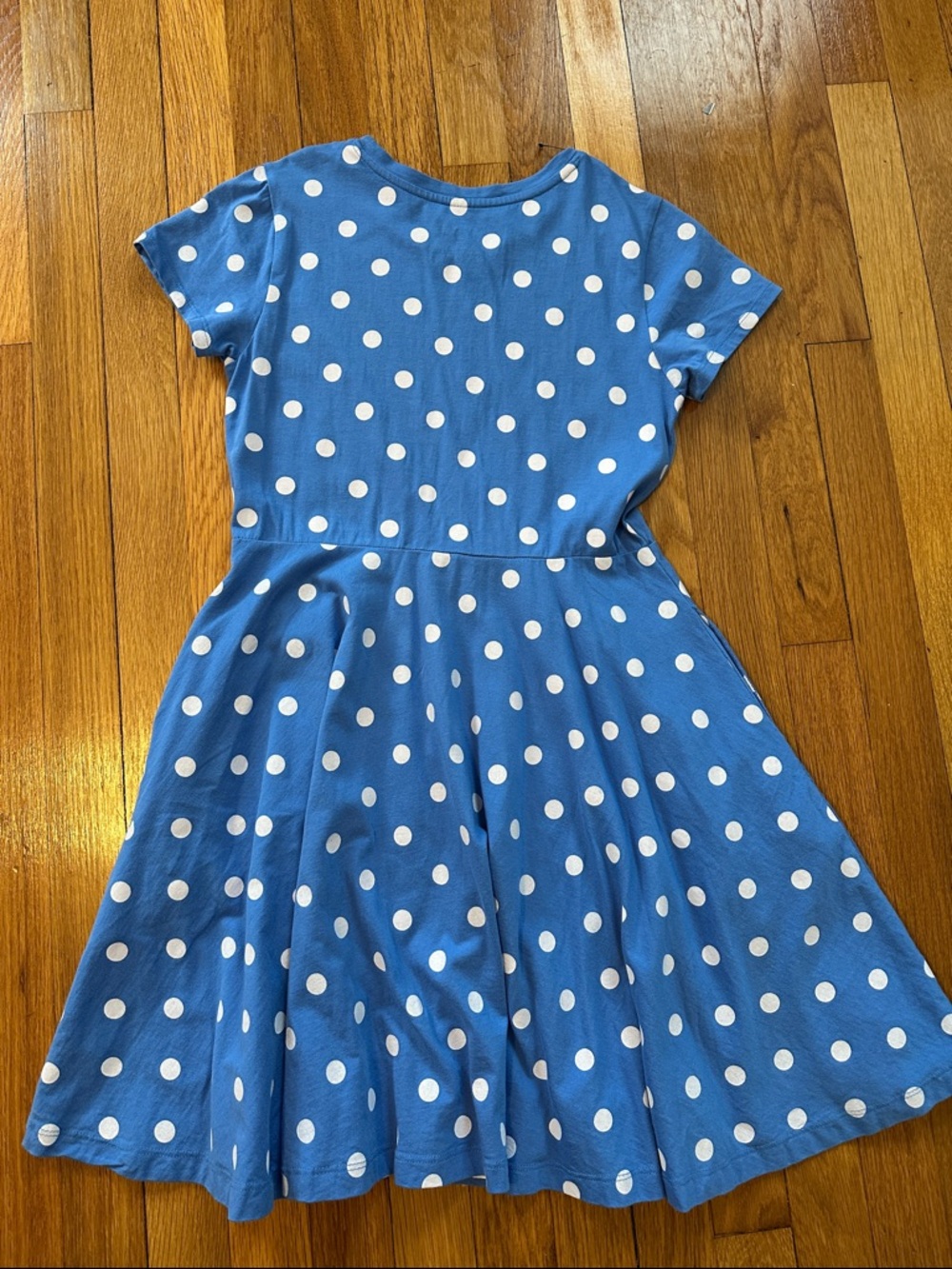 Primark Short-Sleeve Polka Dot Blue and Pink Dress with Pockets, size 12 - Picture 4 of 5